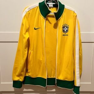 Rare NIKE BRAZIL 2010 ANTHEM JACKET YELLOW  Men’s L Soccer